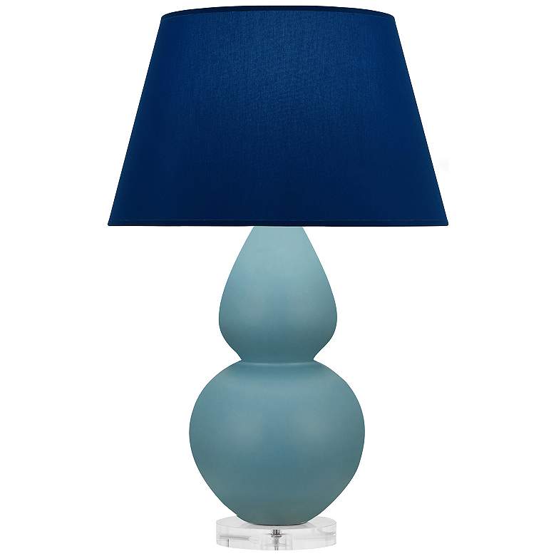 Image 1 Double Gourd 30"H Steel Blue And Lucite Lamp w/ Navy And Gray Shade