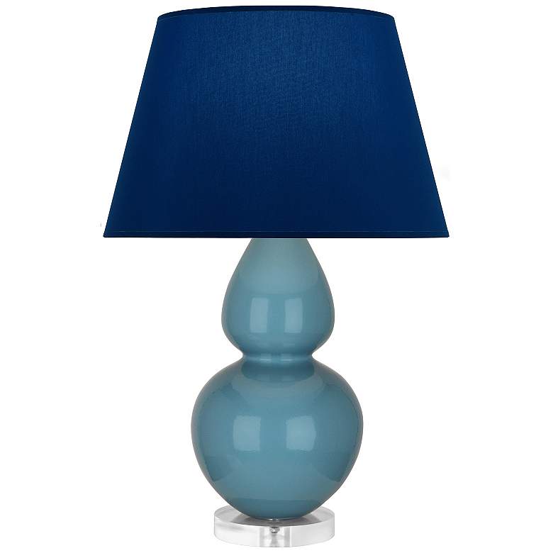 Image 1 Double Gourd 30"H Steel Blue And Lucite Lamp w/ Navy And Gray Shade