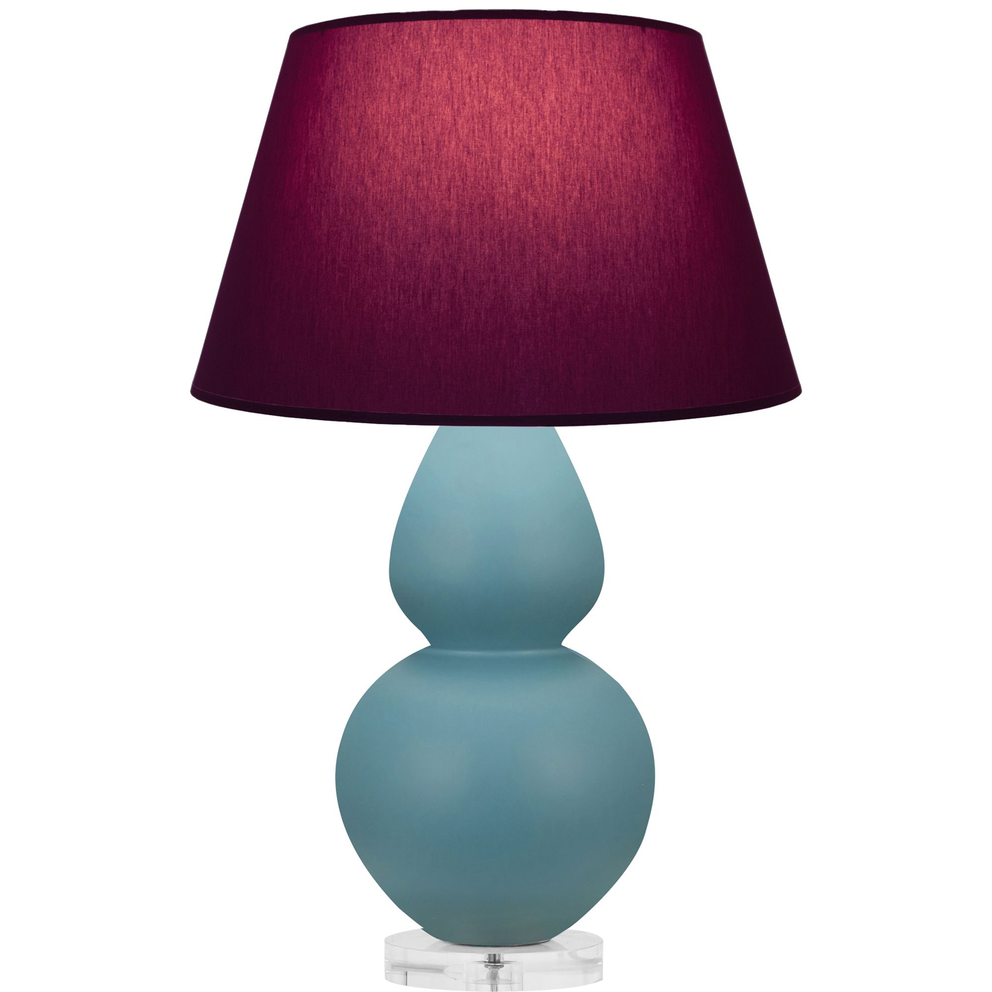Image 2 Double Gourd 30"H Steel Blue And Lucite Lamp w/ Plum And Lavender Shade more views