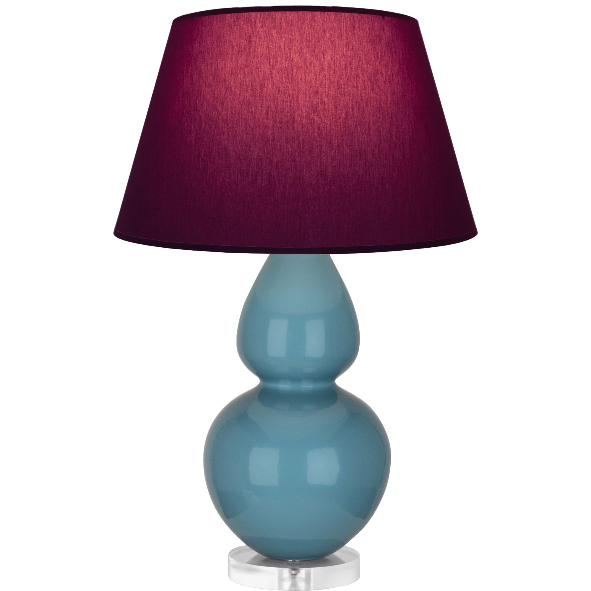Image 2 Double Gourd 30"H Steel Blue And Lucite Lamp w/ Plum And Lavender Shade more views
