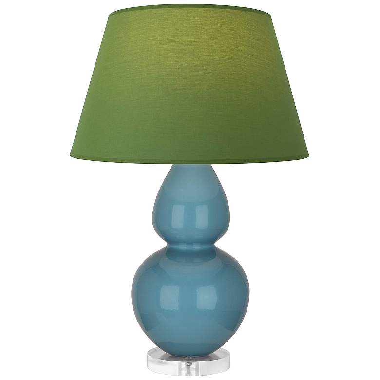 Image 1 Double Gourd 30"H Steel Blue And Lucite Lamp w/ Tea And Taupe Shade
