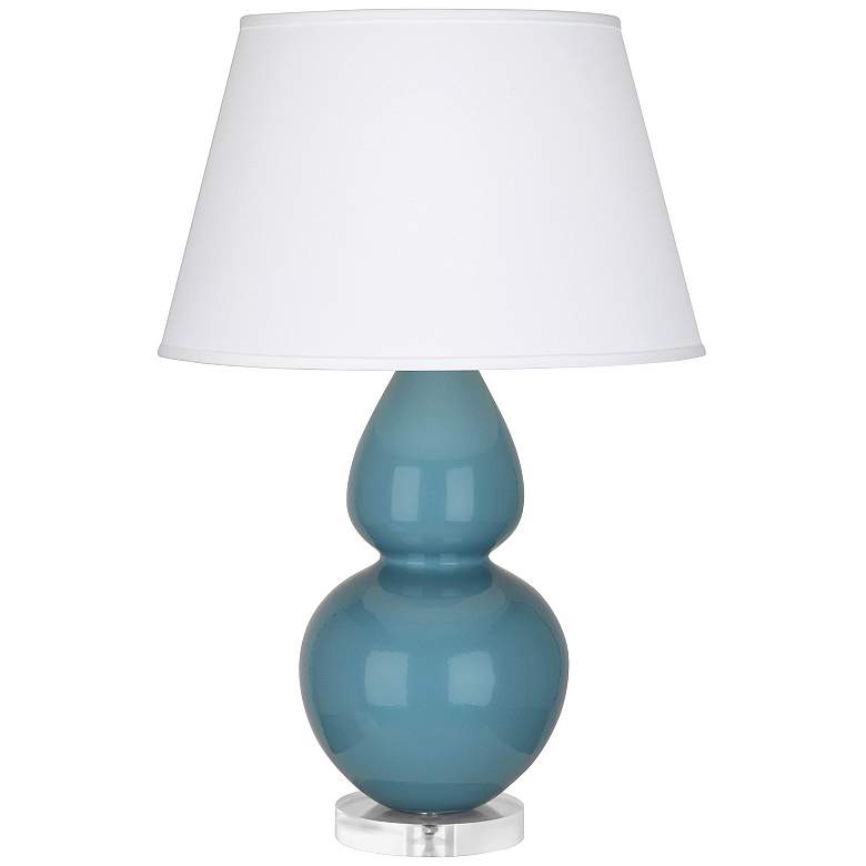 Image 1 Double Gourd 30"H Steel Blue And Lucite Table Lamp With Pearl Shade