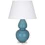 Double Gourd 30"H Steel Blue And Lucite Table Lamp With Pearl Shade