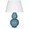 Double Gourd 30"H Steel Blue And Lucite Table Lamp With Pearl Shade