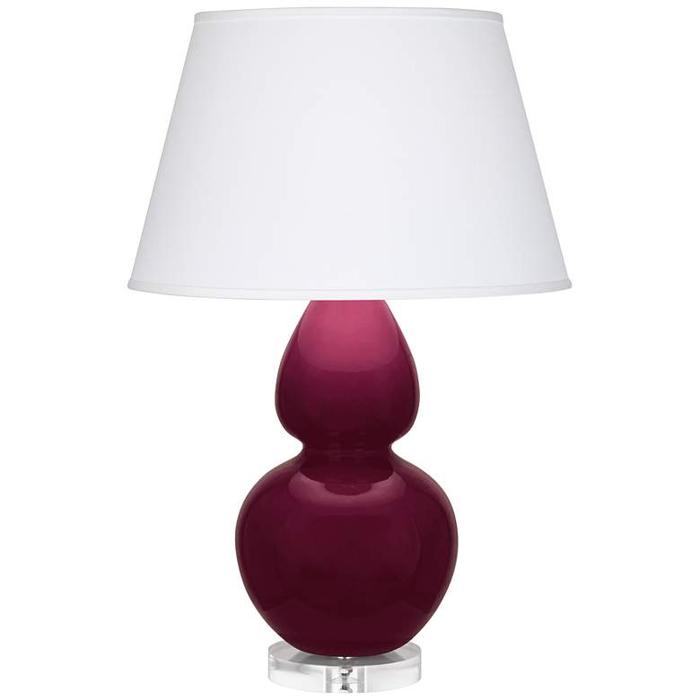 Image 1 Double Gourd 30"H Sugar Plum Glazed Lucite Table Lamp - Pearl Dupioni Shade