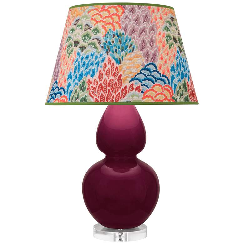 Image 1 Double Gourd 30"H Sugar Plum Glazed Lucite Table Lamp - Spring Floral Shade