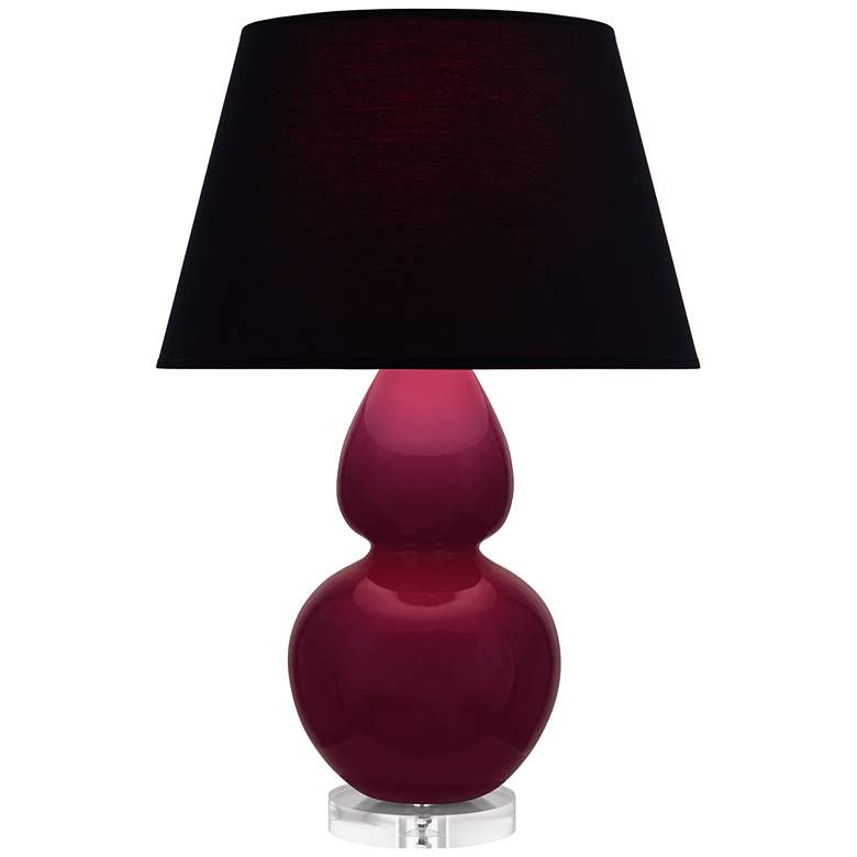 Image 1 Double Gourd 30"H Sugar Plum Glazed Lucite Table Lamp w/ Black Red Shade