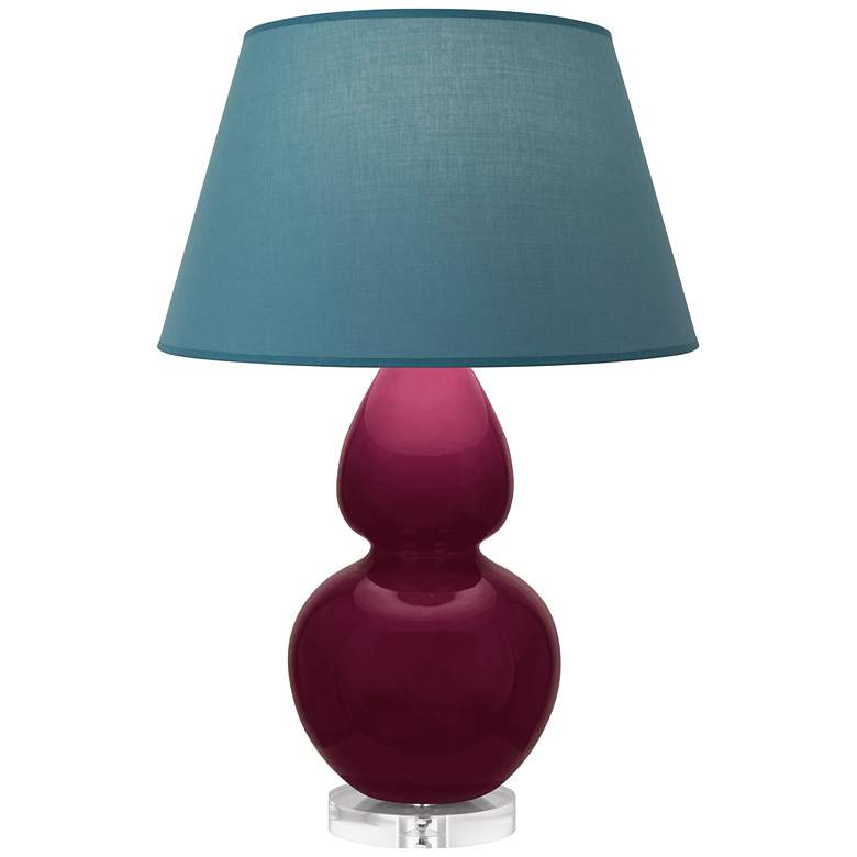 Image 1 Double Gourd 30"H Sugar Plum Glazed Lucite Table Lamp w/ Bright Blue Shade