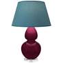 1_Double Gourd 30"H Sugar Plum Glazed Lucite Table Lamp w/ Bright Blue Shade