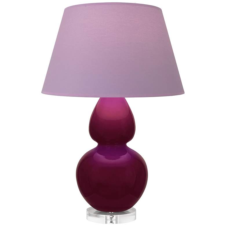 Image 1 Double Gourd 30"H Sugar Plum Glazed Lucite Table Lamp w/ Lavender Shade