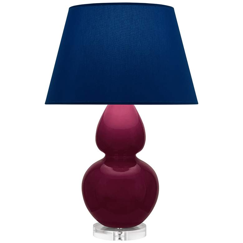 Image 1 Double Gourd 30"H Sugar Plum Glazed Lucite Table Lamp w/ Navy Shade
