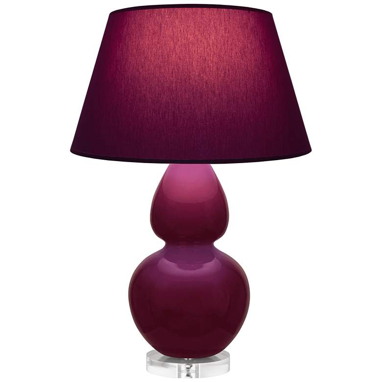 Image 1 Double Gourd 30"H Sugar Plum Glazed Lucite Table Lamp w/ Plum Shade
