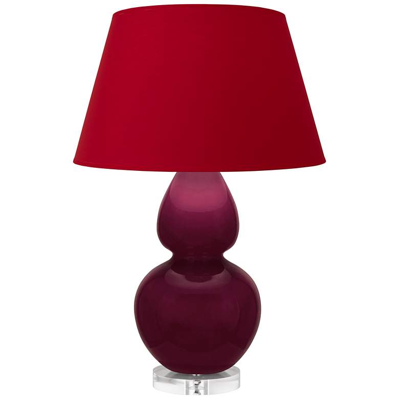 Image 1 Double Gourd 30"H Sugar Plum Glazed Lucite Table Lamp w/ Red Black Shade