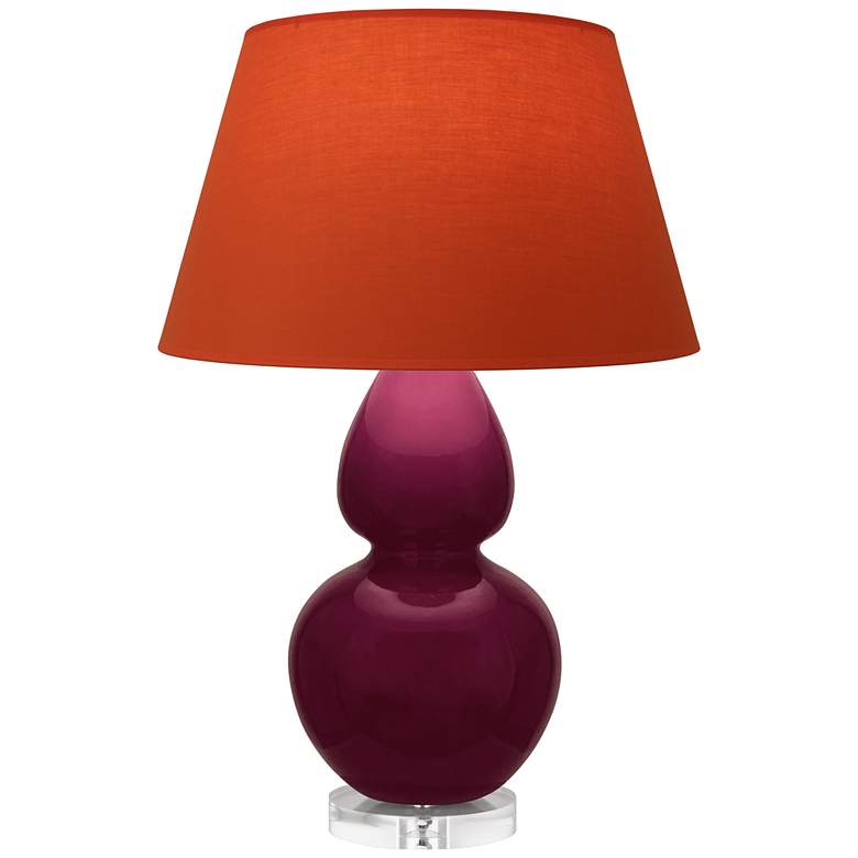 Image 1 Double Gourd 30"H Sugar Plum Glazed Lucite Table Lamp w/ Tangerine Shade