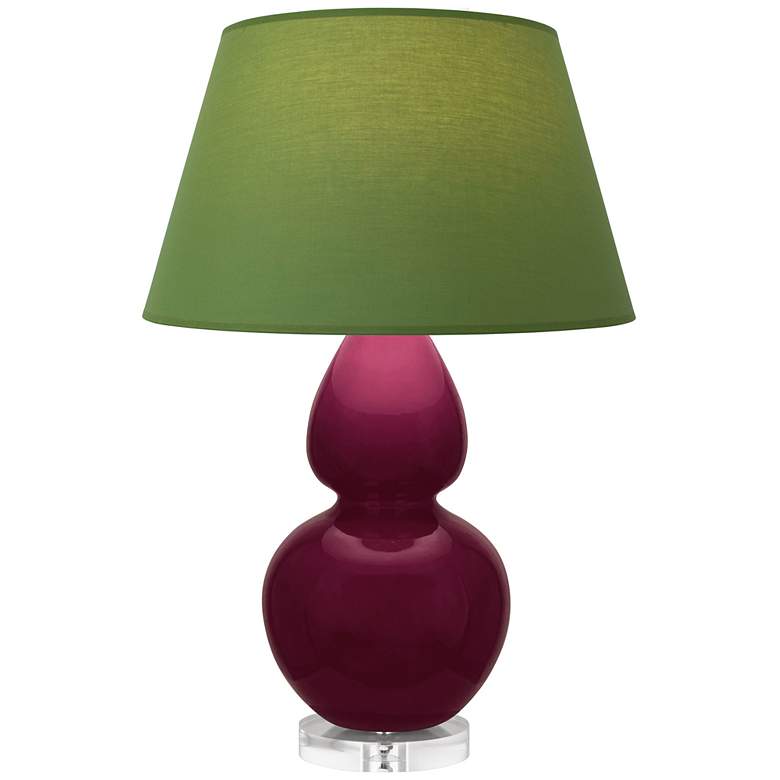 Image 1 Double Gourd 30"H Sugar Plum Glazed Lucite Table Lamp w/ Tea Green Shade