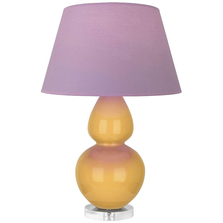 Image 1 Double Gourd 30"H Sunset And Lucite Lamp w/ Lavender And Plum Shade