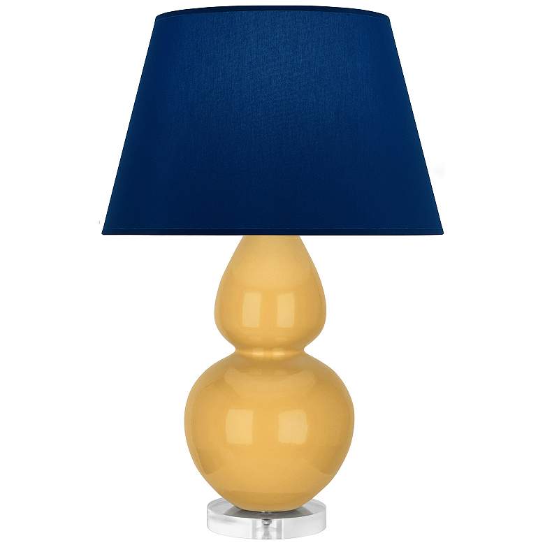 Image 1 Double Gourd 30"H Sunset And Lucite Table Lamp w/ Navy And Gray Shade