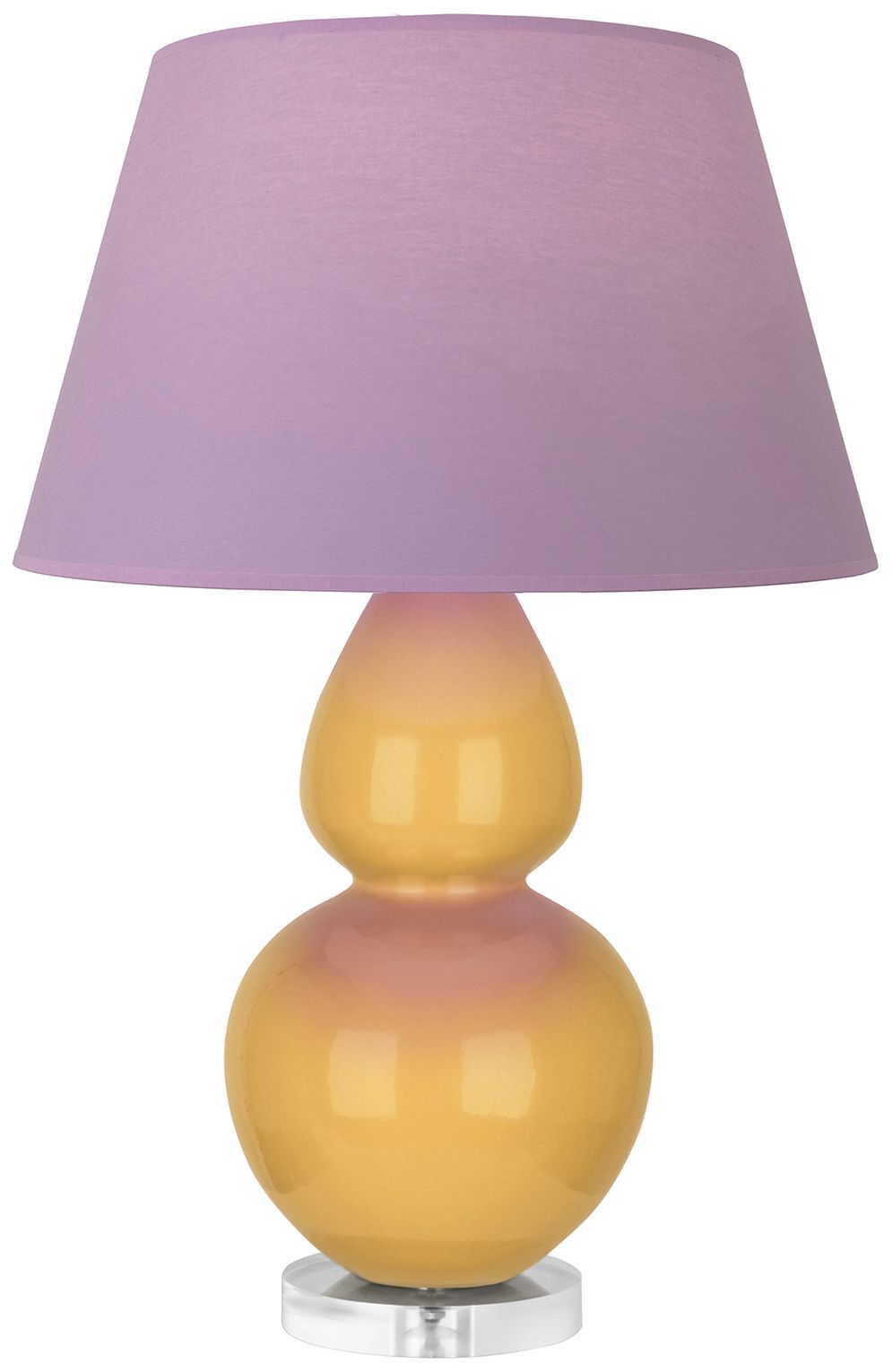 Double Gourd 30"H Sunset & Lucite Lamp w/ Lavender & Plum Made to Order