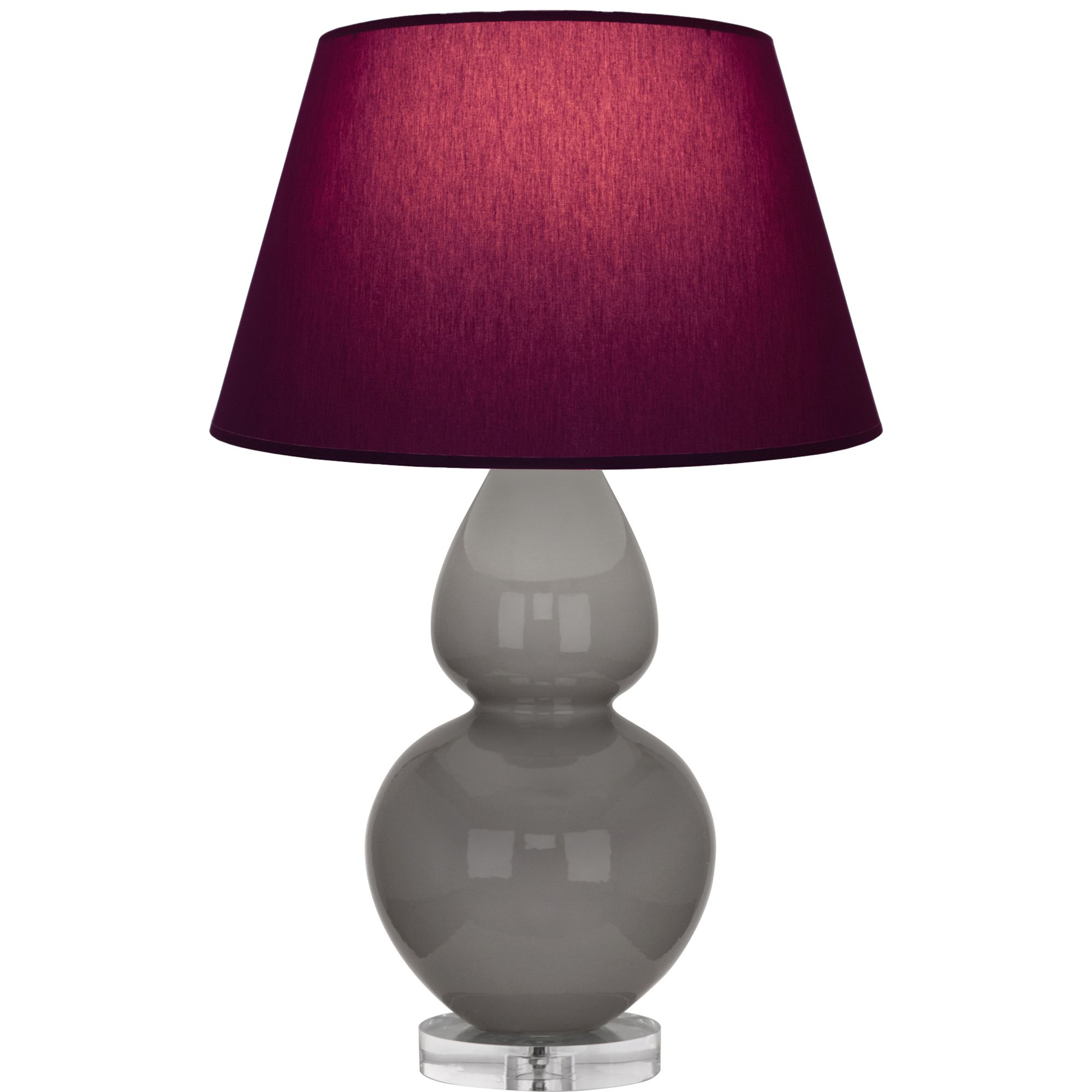 Image 2 Double Gourd 30"H Taupe And Lucite Lamp w/ Plum And Lavender Shade more views