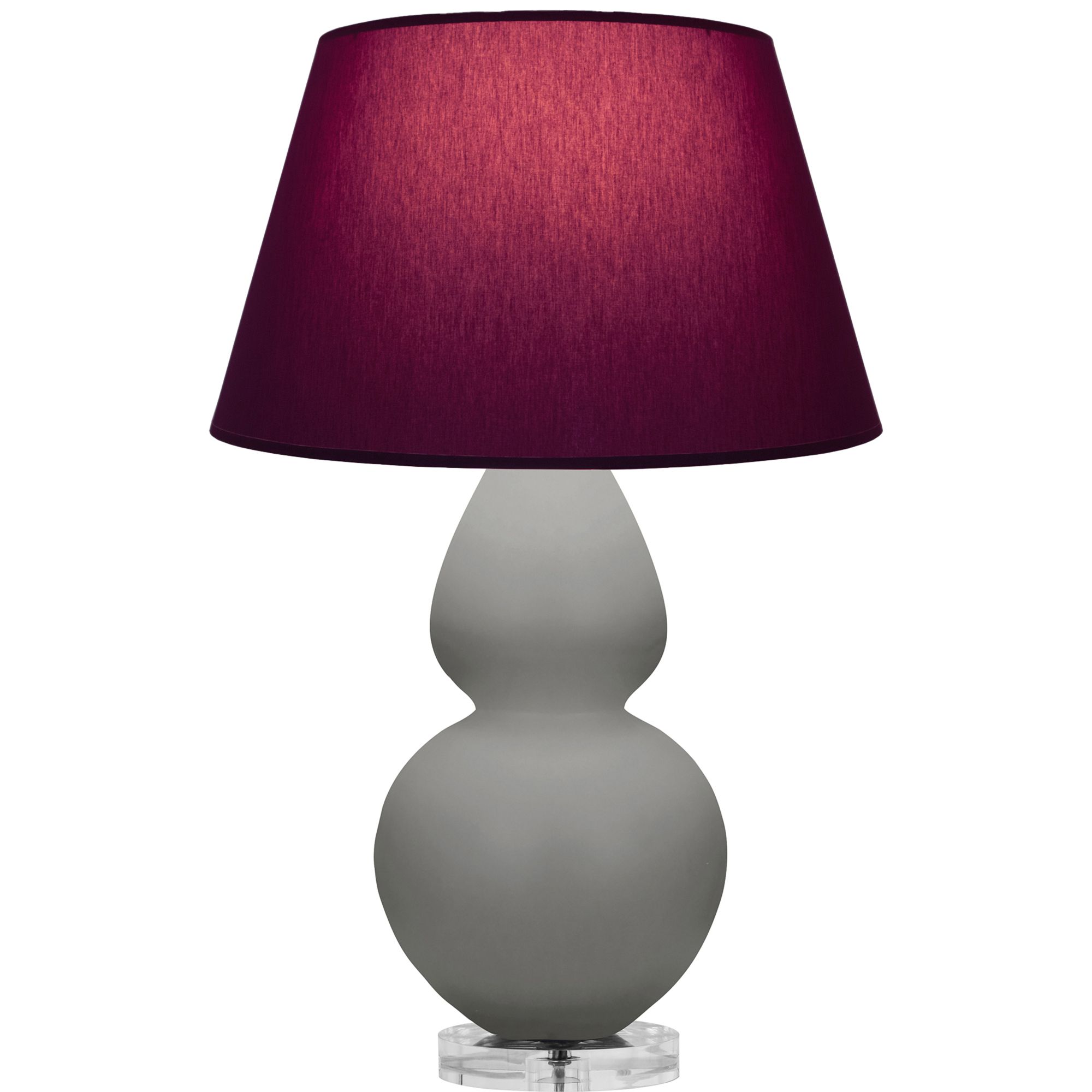 Image 2 Double Gourd 30"H Taupe And Lucite Lamp w/ Plum And Lavender Shade more views