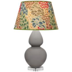 Double Gourd 30"H Taupe And Lucite Table Lamp w/ Fall Floral Shade
