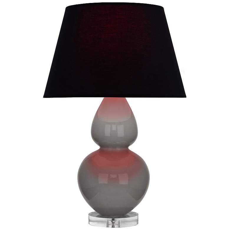 Image 1 Double Gourd 30"H Taupe And Lucite Table Lamp w/ Ink And Rose Shade
