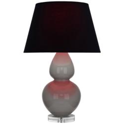 Double Gourd 30"H Taupe And Lucite Table Lamp w/ Ink And Rose Shade