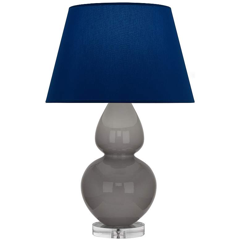 Image 1 Double Gourd 30"H Taupe And Lucite Table Lamp w/ Navy And Gray Shade
