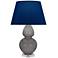 Double Gourd 30"H Taupe And Lucite Table Lamp w/ Navy And Gray Shade