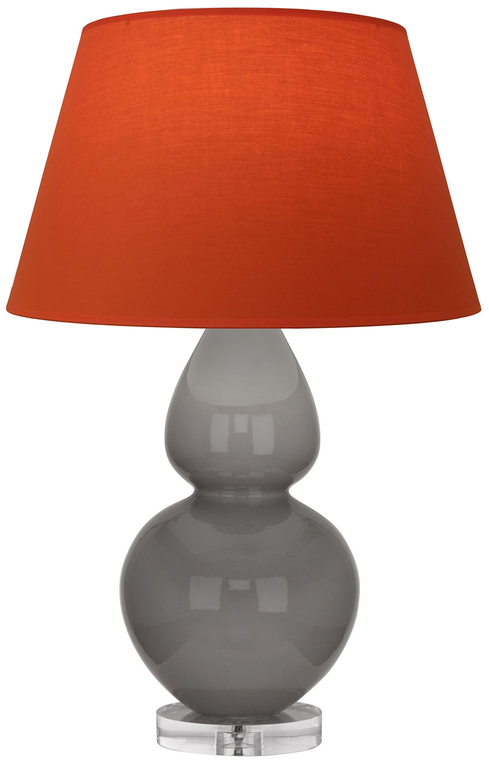Double Gourd 30"H Taupe & Lucite Lamp w/ Tangerine & Taupe Made to Order