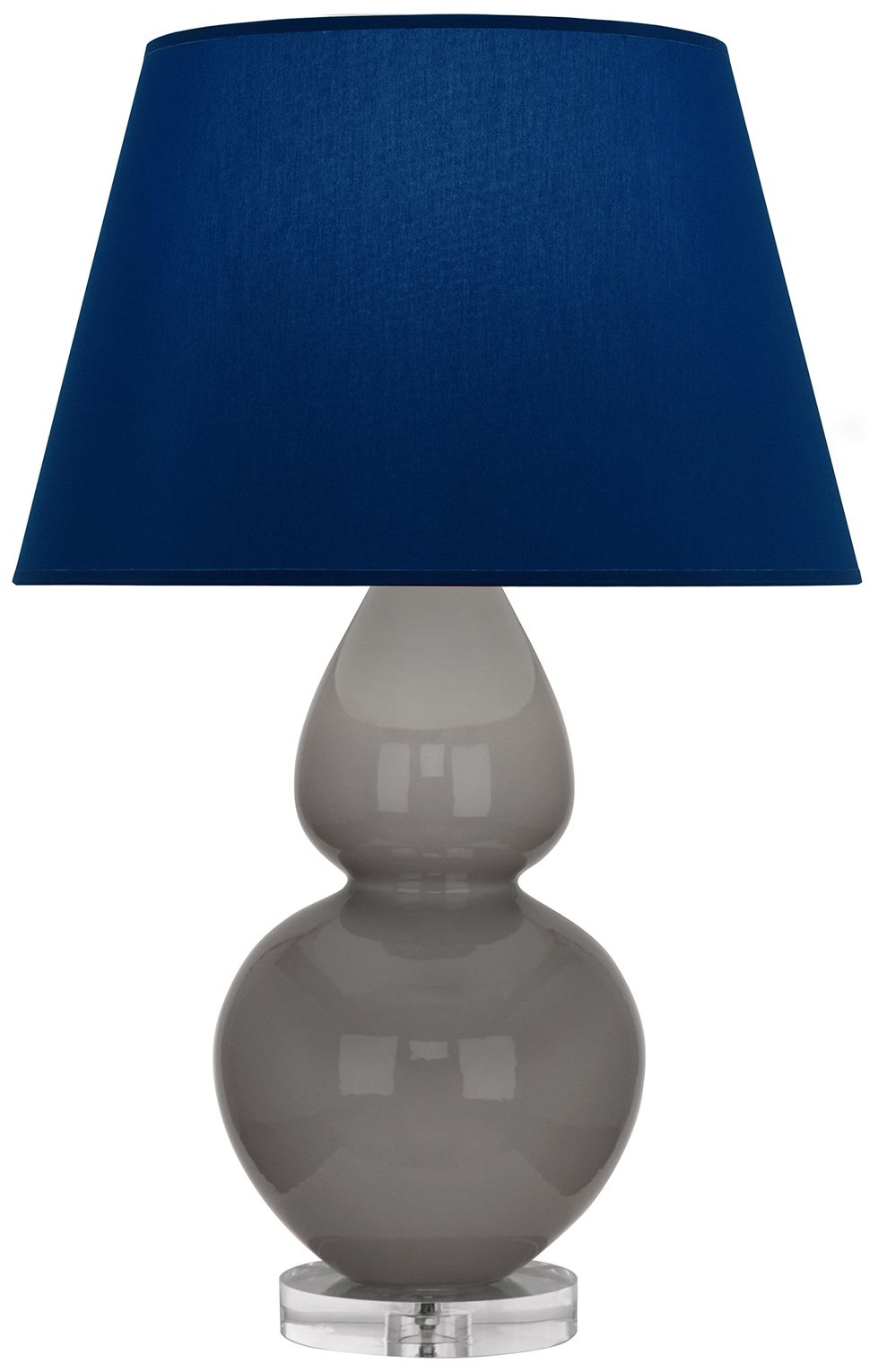 Double Gourd 30"H Taupe & Lucite Table Lamp w/ Navy & Gray Made to Order