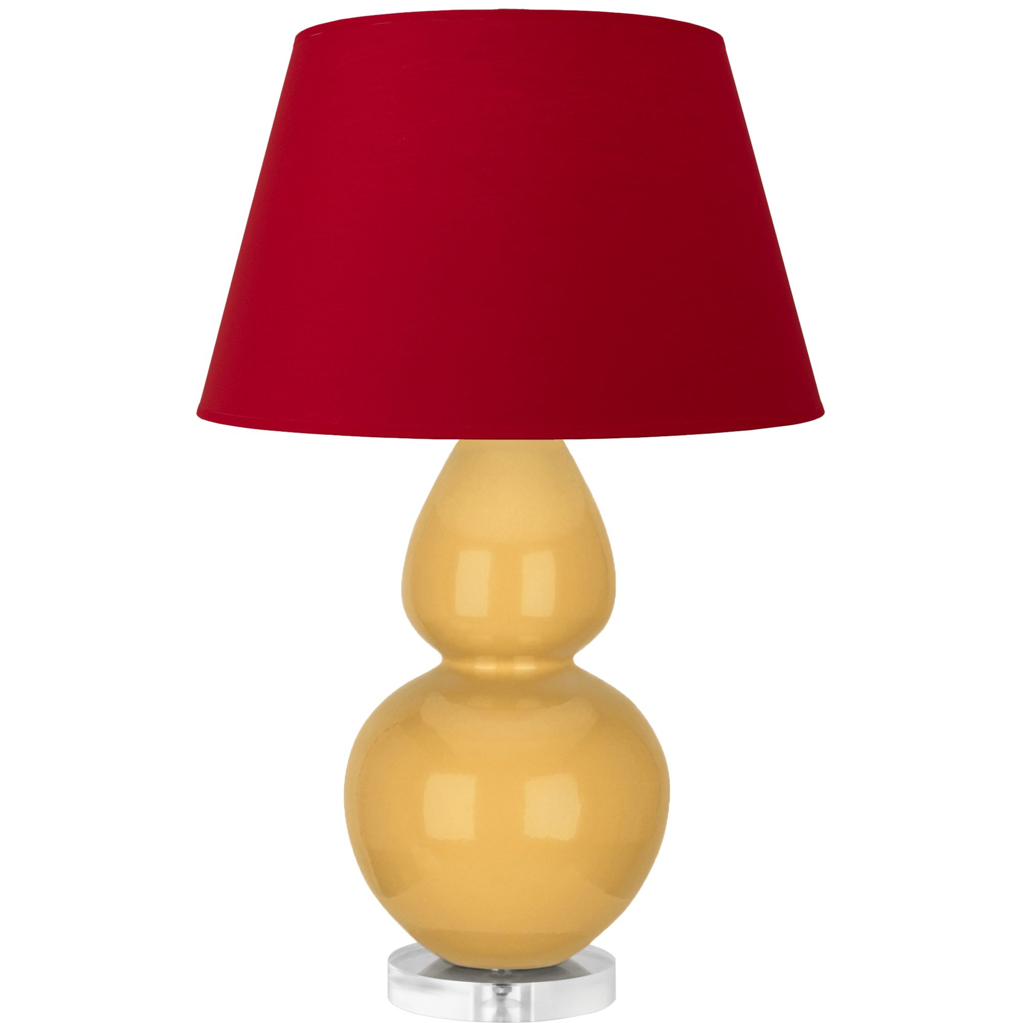 Image 2 Double Gourd 30"H Yellow And Lucite Table Lamp w/ Black And Red Shade more views