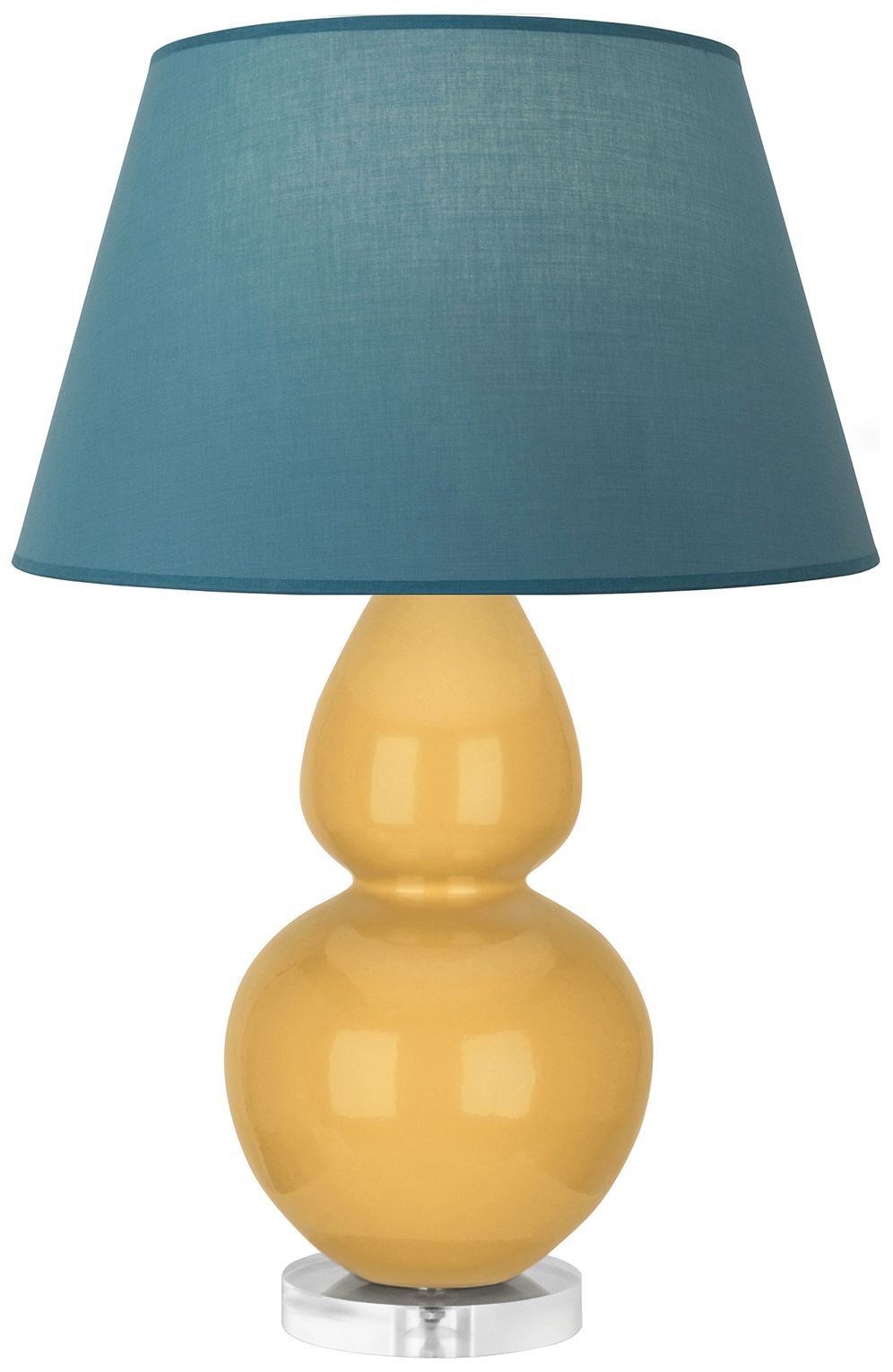 Double Gourd 30"H Yellow & Lucite Lamp w/ Bright Blue & Gray Made to Order