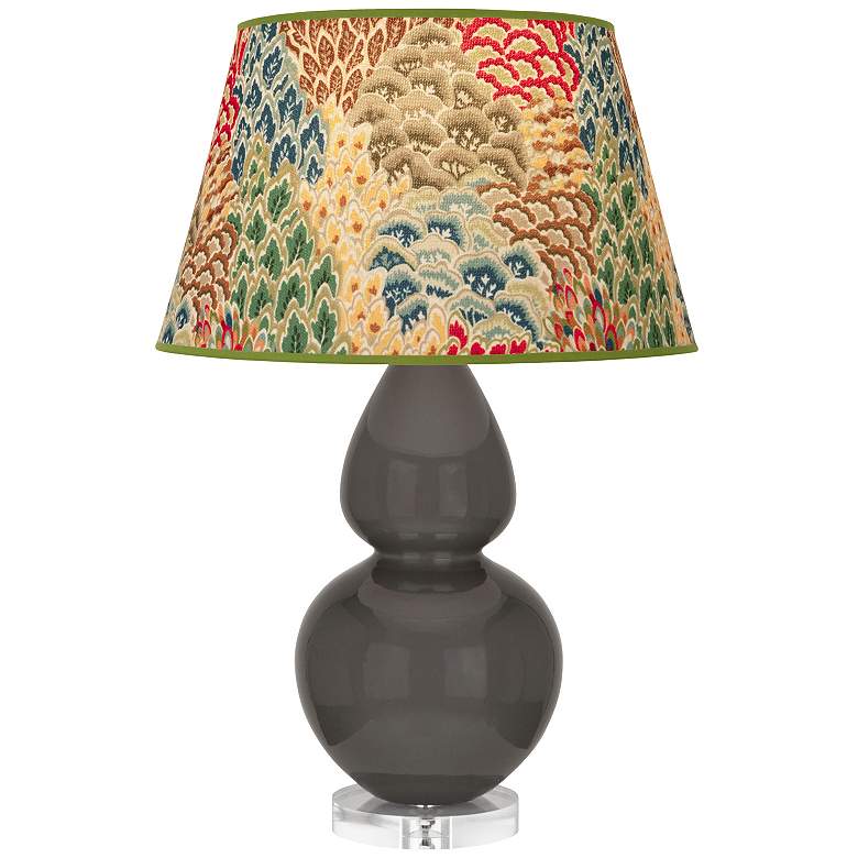 Image 1 Double Gourd 30" High Ash And Lucite Table Lamp With Fall Floral Shade