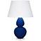 Double Gourd 30" High Cobalt And Lucite Table Lamp With Pearl Shade
