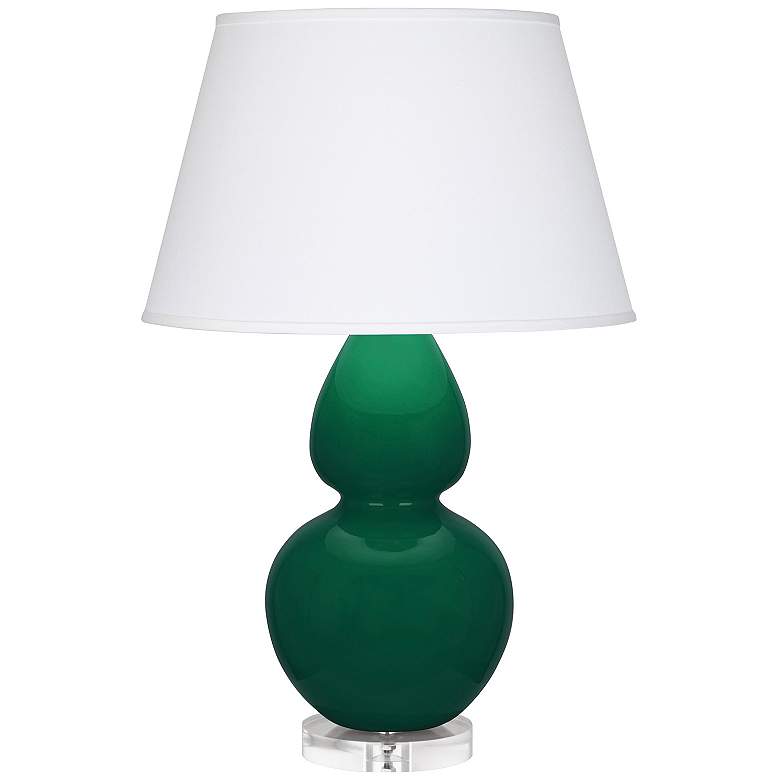 Image 1 Double Gourd 30" High Jungle And Lucite Table Lamp With Pearl Shade