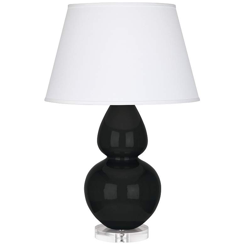 Image 1 Double Gourd 30" High Obsidian And Lucite Table Lamp With Pearl Shade
