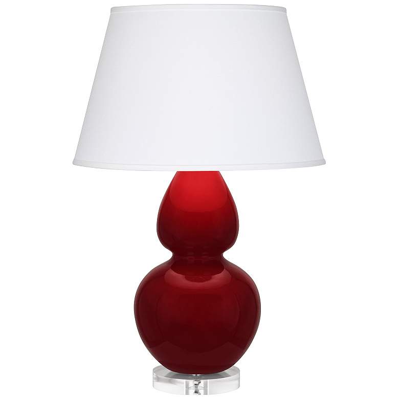 Image 1 Double Gourd 30" High Sangria And Lucite Table Lamp With Pearl Shade