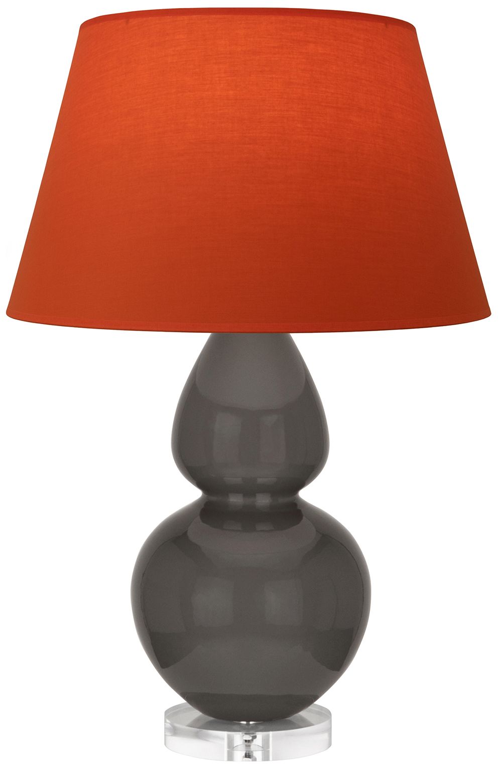 Double Gourd 30"H Ash And Lucite Lamp w/ Tangerine And Taupe Made to O