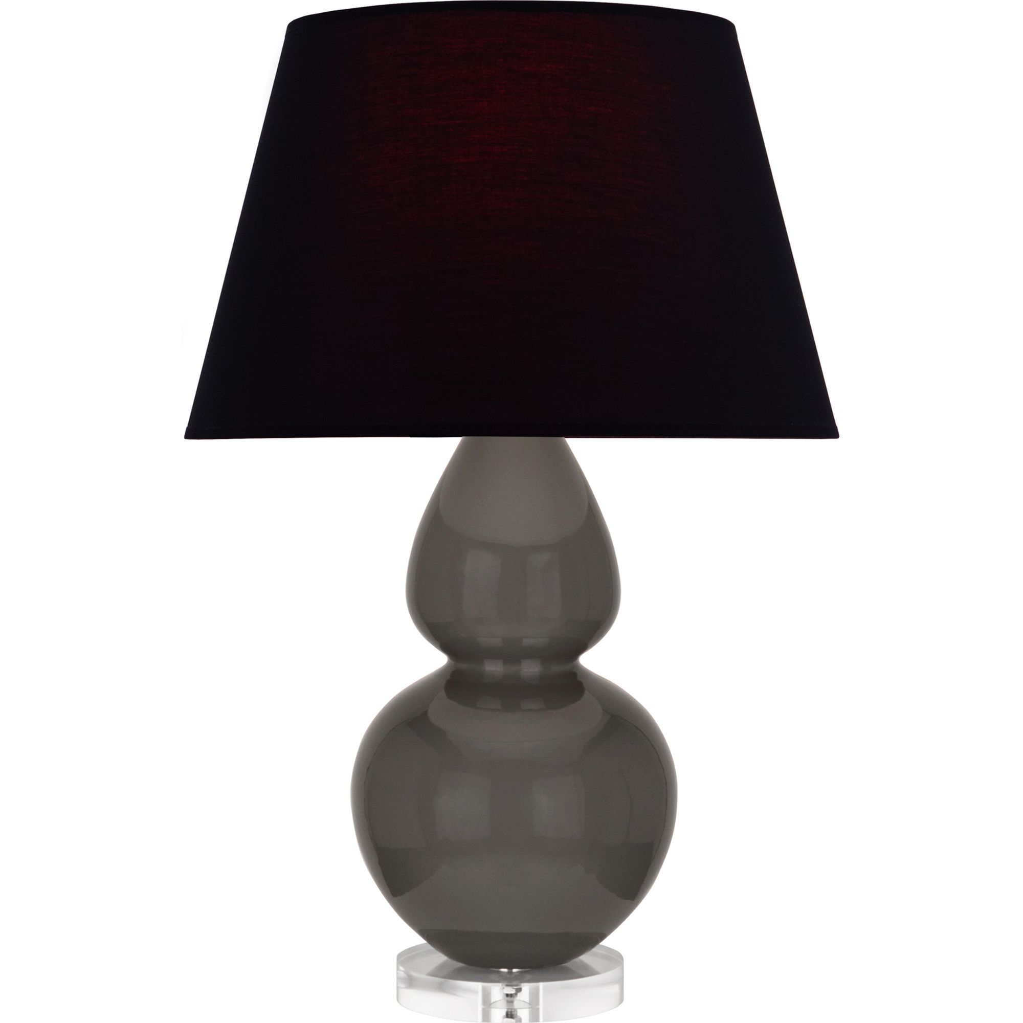 Image 2 Double Gourd 30"H Ash And Lucite Table Lamp With Ink And Rose Shade more views