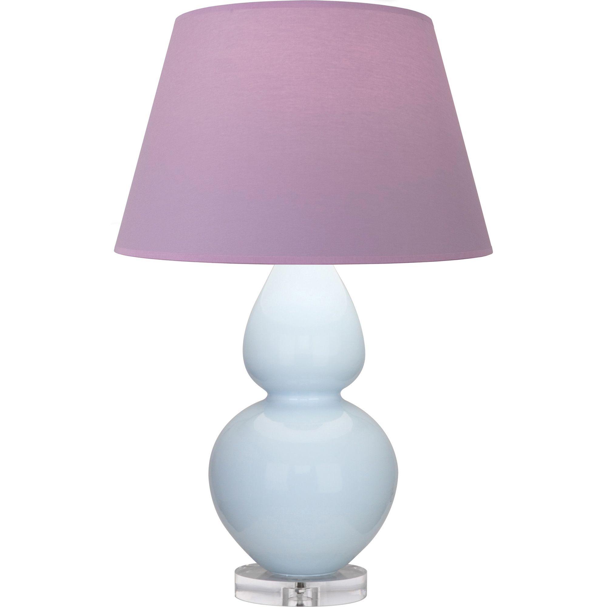 Image 2 Double Gourd 30"H Baby Blue And Lucite Lamp w/ Lavender And Plum Shade more views