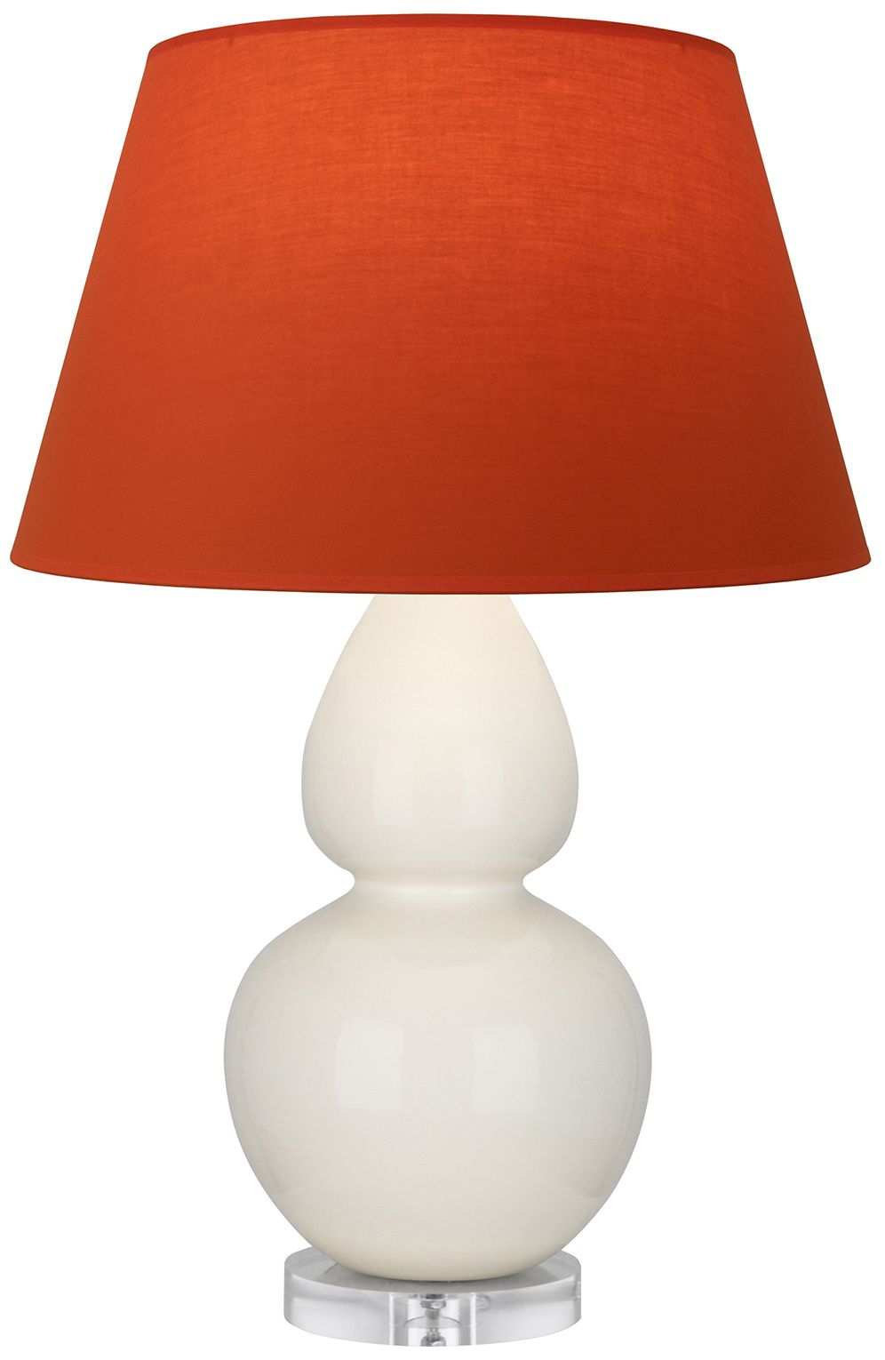 Double Gourd 30"H Bone &amp; Lucite Lamp w/ Tangerine &amp; Taupe Made