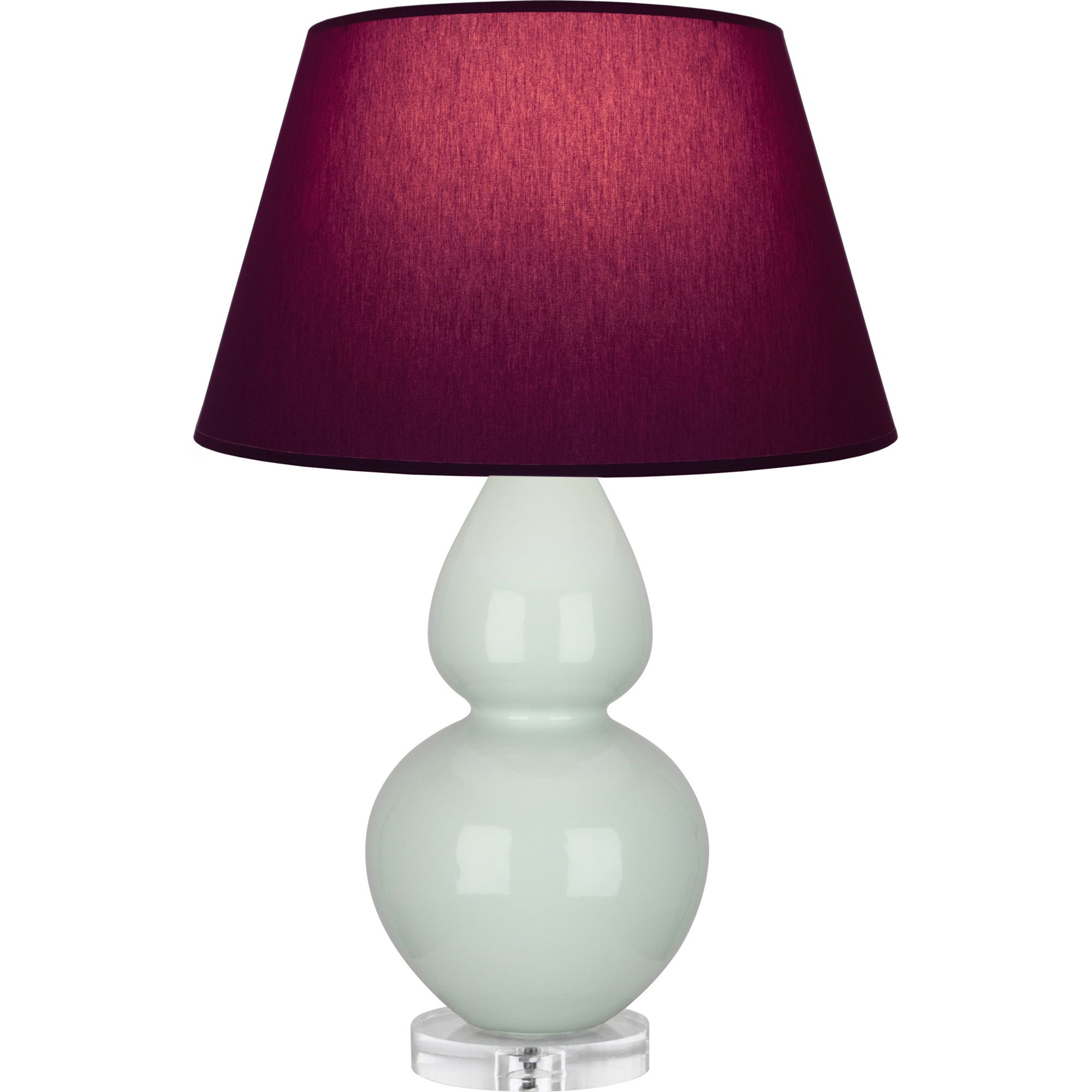Image 2 Double Gourd 30"H Celadon And Lucite Lamp w/ Plum And Lavender Shade more views