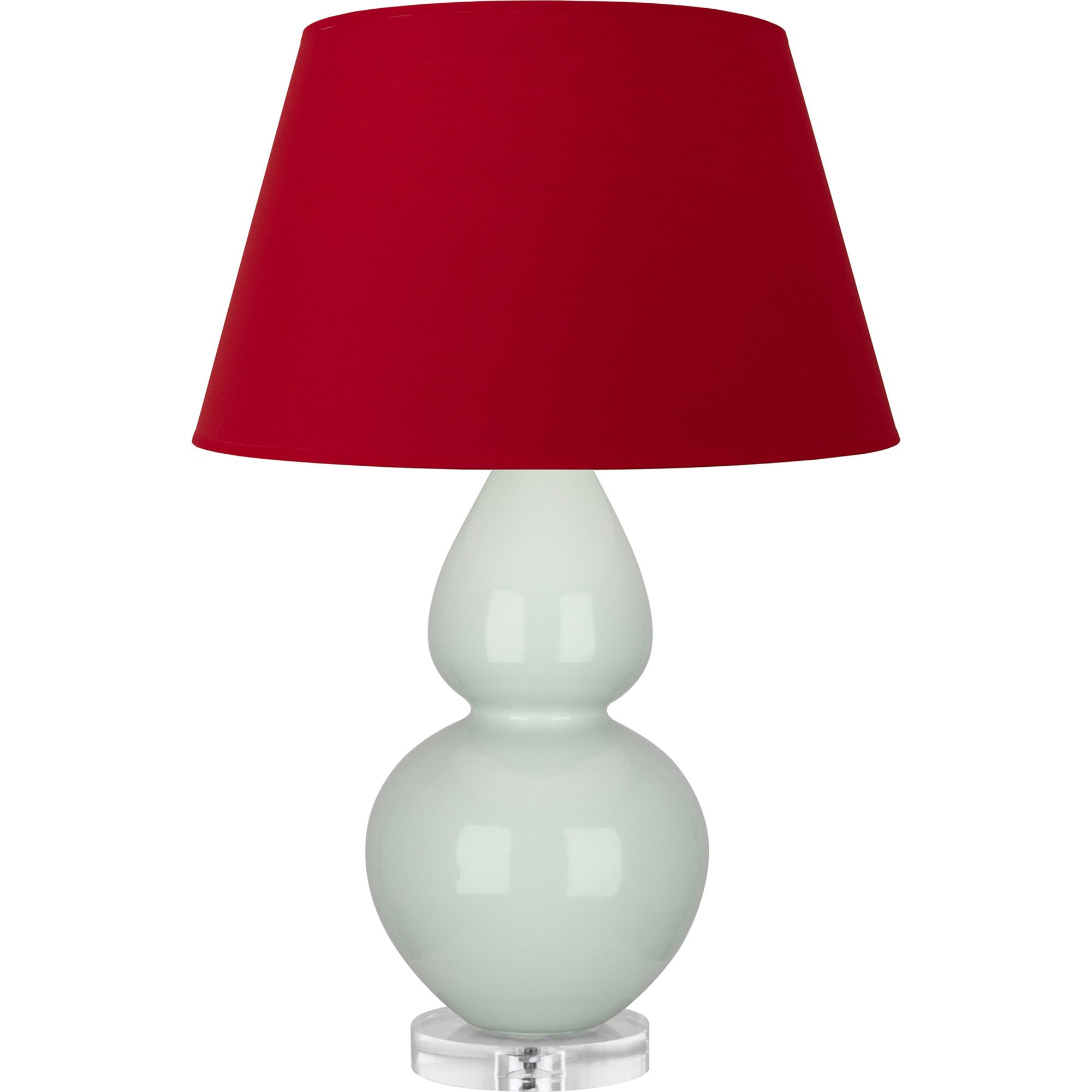 Image 2 Double Gourd 30"H Celadon And Lucite Table Lamp w/ Black And Red Shade more views