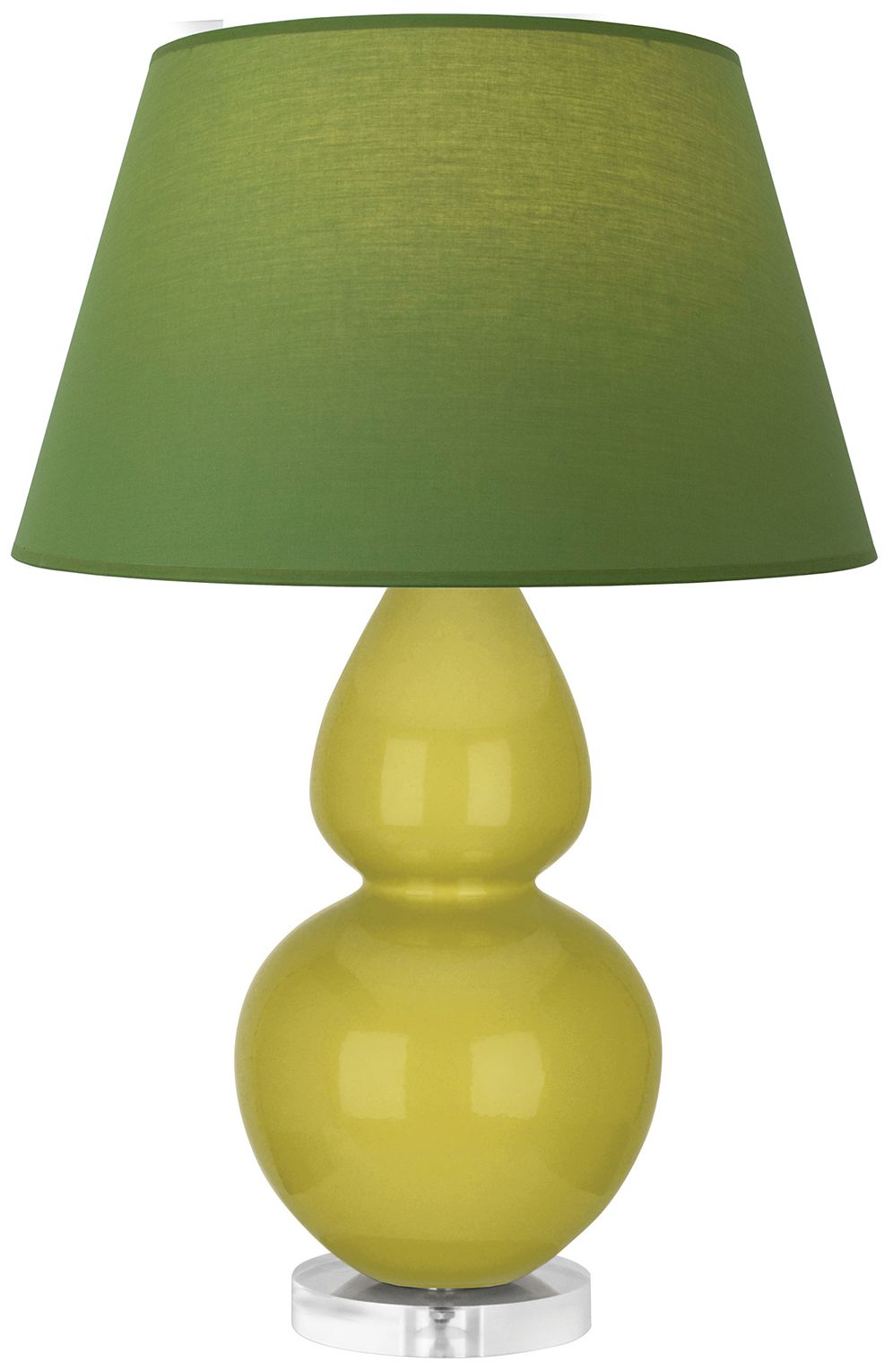 Double Gourd 30"H Citron &amp; Lucite Lamp w/ Tea Green &amp; Taupe Ma