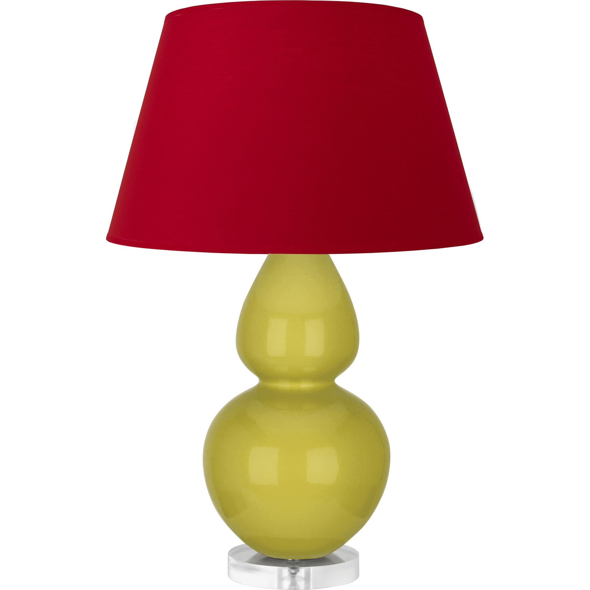 Image 2 Double Gourd 30"H Citron And Lucite Table Lamp w/ Black And Red Shade more views