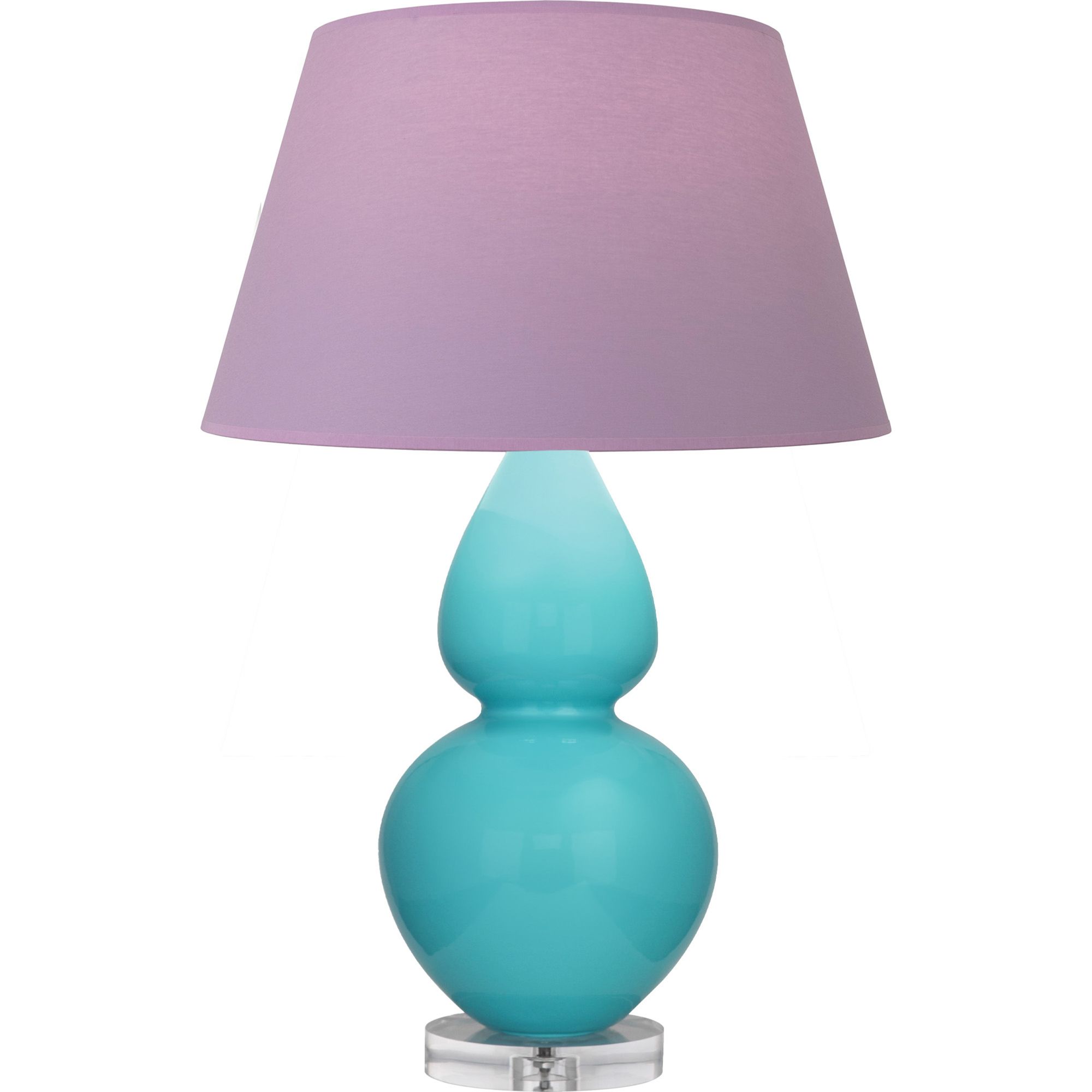 Image 2 Double Gourd 30"H Egg Blue And Lucite Lamp w/ Lavender And Plum Shade more views
