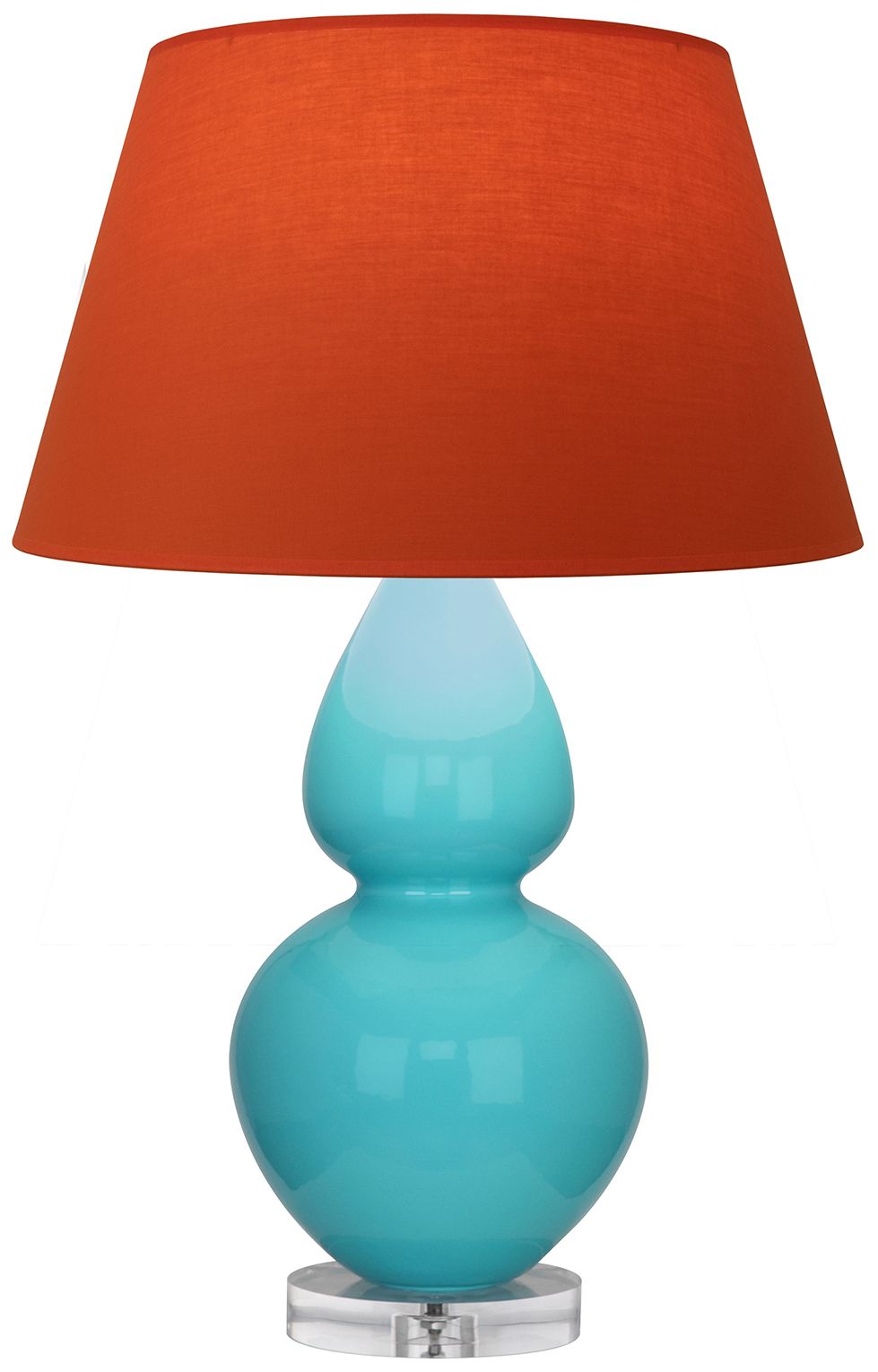 Double Gourd 30"H Egg Blue &amp; Lucite Lamp w/Tangerine &amp; Taupe M