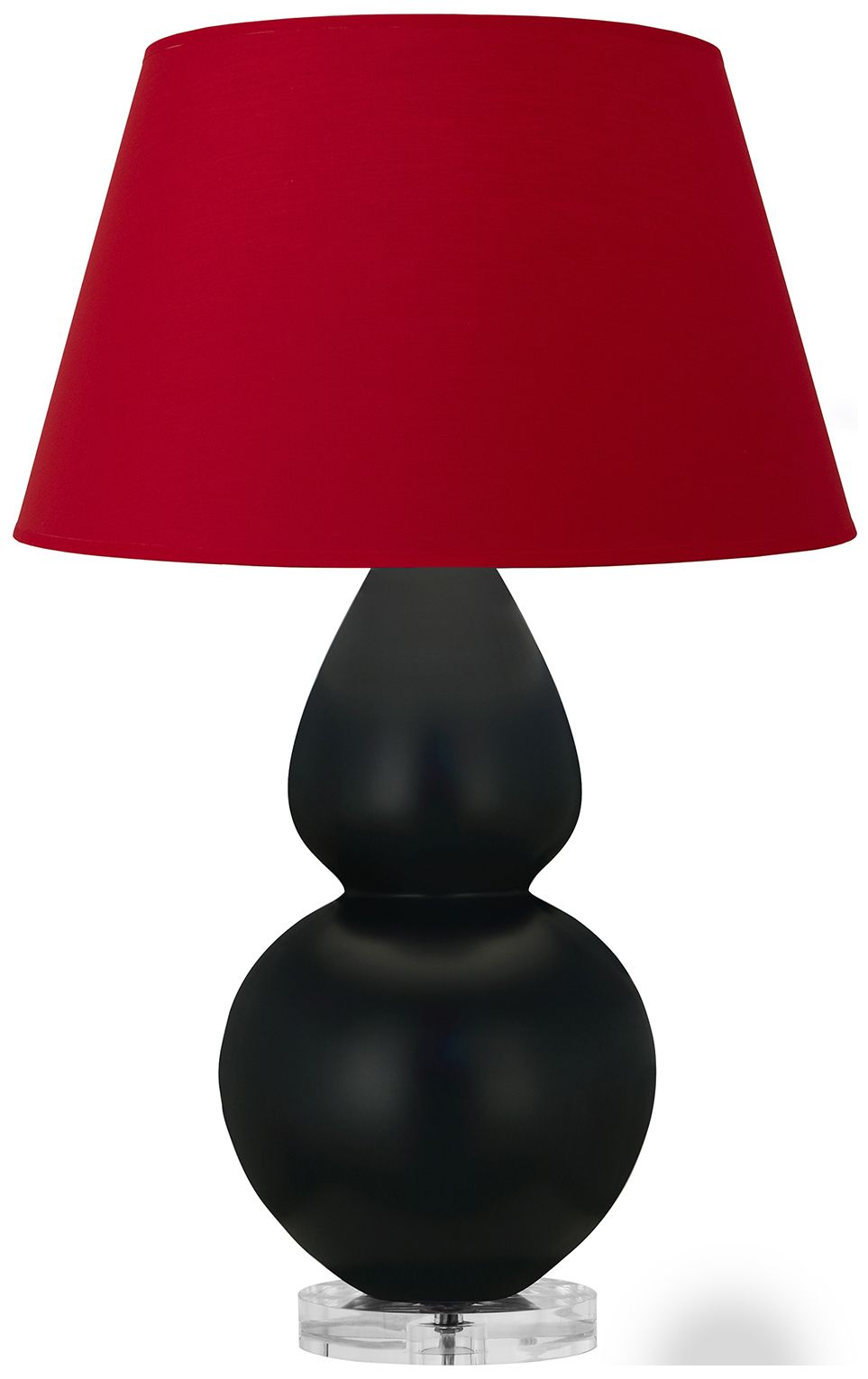 Double Gourd 30"H Obsidian And Lucite Lamp w/ Black And Red Made to Or