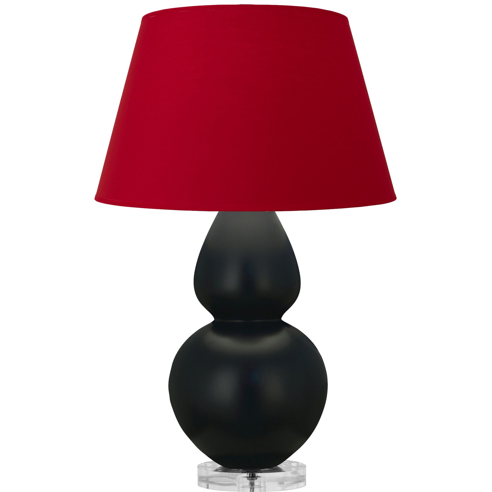 Image 2 Double Gourd 30"H Obsidian And Lucite Lamp w/ Black And Red Shade more views